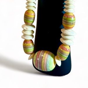 Pastel Rainbow dyed vintage bone necklace, circa 80's